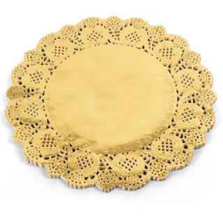 ANTETOK Doyley Spitzen-Papierdeckchen, Einweg-Tischsets, 21,6 cm, 100 Stück, elegante Papierdeckchen, Spitze für Party, Kuchen und Handwerk, Gold