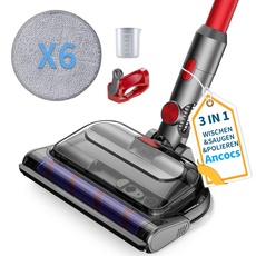 Ancocs Wischaufsatz für Dyson V7 V8 V10 V11 V15 Staubsauger, Elektrischer Bodenwischermit LED-Licht, abnehmbarem Wassertank und sechs waschbaren Mops