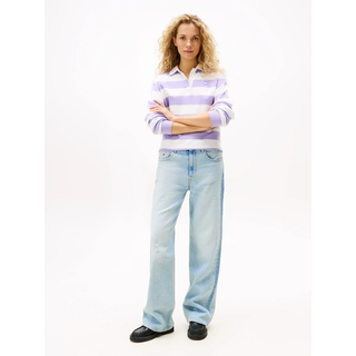 Straight-Jeans TOMMY JEANS "Mia Mid Rise Relaxed Straight", Damen, Gr. 27, Länge 32, blau (denim ultra light), Denim/Jeans, Obermaterial: 99% Baumwolle, 1% Elasthan, unifarben, relaxed fit, Jeans Straight-Jeans
