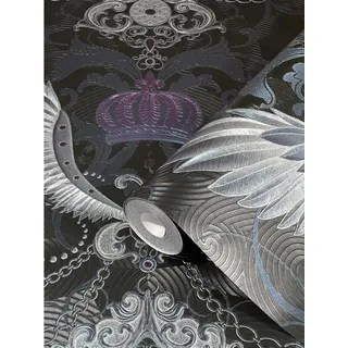 Glööckler Vliestapete Imperial Adlerflügel mit Ketten Schwarz-Silber