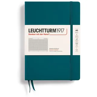 Leuchtturm1917 359693 Notizbuch Medium (A5), Hardcover, kariert, pacific green