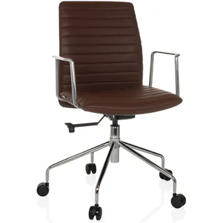 hjh OFFICE Eleganter Bürostuhl mit Wippfunktion VEMONA 30 Chefsessel Designstuhl für Büro und Home-Office, Kunstleder Braun