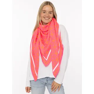 Dreieckstuch ZWILLINGSHERZ "Luxus Grafik", Damen, pink orange, Strick, Materialmix, gemustert, mehrfarbig, Modetücher Dreieckstuch, Strick, farbenfrohes Muster, wärmend