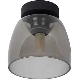 Lucide Deckenleuchte dimmbar IP44 Ø16,1cm H:16,8cm Retro Messing Fumé-Glas - Schwarz
