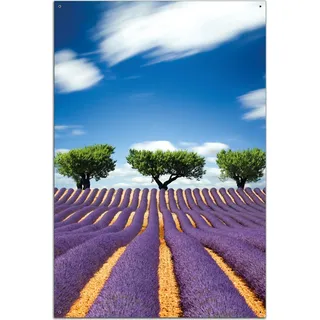 Wallario Outdoor-Poster für Garten oder Balkon, Motiv Abstraktes lila Blumenfeld mit Lavendel, in ca. 61 x 91,50 cm - Blau
