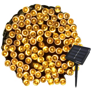 Tuokay Solar Lichterkette Außen 22m 200 LED 8 Modi Wasserdicht LED Außenlichterkette, Dekorative Beleuchtung für Garten Balkon Pavillon Terrasse Rasen Hof Zaun Hochzeit Deko (Warmweiß)