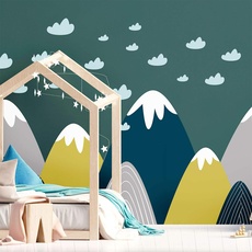 Ambiance Sticker Scandinavian Nordic Donka Mountains Wandtattoos, DIY-Wohnkultur, abziehbare Aufkleber zum Abziehen und Aufkleben, wasserdichte und selbstklebende Wandkunst - 70 x 130 cm