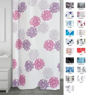 RIDDER Duschvorhang Sandra 180 x 200 cm weiß-lila-rosa