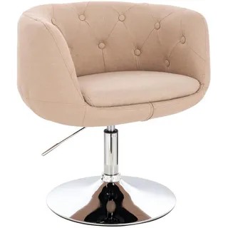 Svita Panama Retro Loungestuhl Cocktailsessel Tellerfuß Metall Stoffbezug Beige