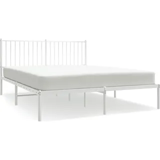 vidaXL Bettgestell mit Kopfteil Metall Weiß 160x200 cm - Weiß