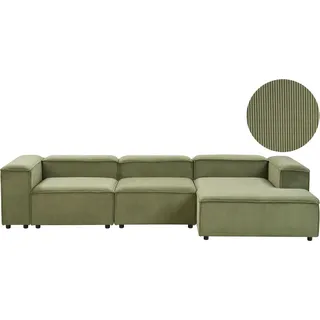 BELIANI Ecksofa Grün Cord L-förmig 4-Sitzer Modulsofa mit Chaiselongue Linksseitig Wohnzimmermöbel Modern Wohnzimmer Wohnecke Sitzecke - Grün, Schwarz