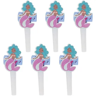 Folat 23934 Meerjungfrau Geburtstag Deko Blau mit Irisierende Glitzer - Luftrüssel - Mermaid Magic - 6 Stück - Nixe Dekoration für Meerjungfrauparty