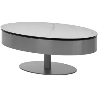 Livetastic Couchtisch Anthrazit, Weiß, Metall, Keramik, Marmoroptik, Säule, Bodenplatte, 42x70x110 cm, Stauraum, Wohnzimmer, Wohnzimmertische, Couchtische, Couchtische Marmoroptik