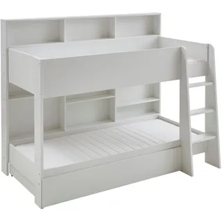 Etagenbett RELITA "Sely, viel Funktion auf kleinem Raum, 2 Liegeflächen, modernes Design", weiß dekor, weiß dekor, weiß dekor, B:128cm H:168cm L:209cm, Etagenbetten, Etagenbett, viel Stauraum, pflegeleichte Melamin Oberfläche, 3 Farben zur Wahl