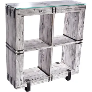 CHYRKA® Kommode (Weiss, 120x40 cm H=130 cm) BORYSLAW Schrank im Schlafzimmer Wohnzimmer Sideboard Regal Massivholz Holz Glas Loft Handmade Vintage Deco - Weiß