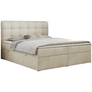 MKS Meble Boxspringbett zwei Bettkästen, Doppelbett mit Kopfstütze - Fast - 160x200cm - Beige - H3 - Beige