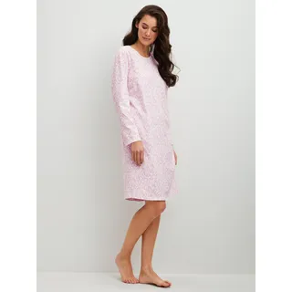 CALIDA Nachthemd "Blooming Nights" Ohne Taschen Allover-Print, Pure Cotton, Langarm, atmungsaktiv, weich, fragrant lila