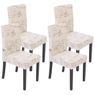 MCW Esszimmerstuhl Schrift Beige/Schwarz/Dunkelbraun 4er Set