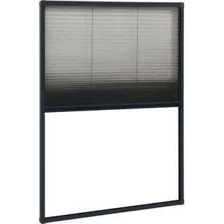 Insektenschutz-Plissee für Fenster Aluminium Anthrazit 80x120cm - Grau