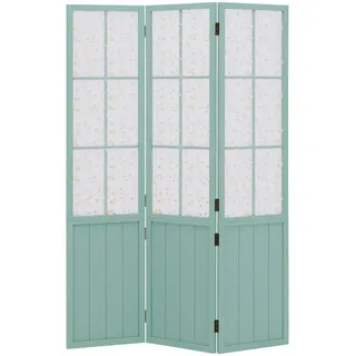 Homestyle4u Paravent 3-tlg. 120/170 cm Türkis Landhausstil , Holz , 120x170x2 cm , Wohnzimmer, Raumteiler, Paravents