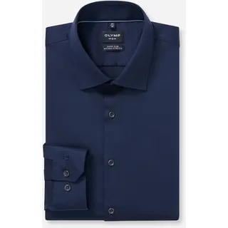 Langarmhemd OLYMP "No 6", Herren, Gr. 40, N-Gr, marine, Web, Obermaterial: 100% Baumwolle, unifarben, sehr schmal normal, 2-Knopf-Manschette, Hemden Langarmhemd, Businesshemd, super slim fit, New York Kentkragen