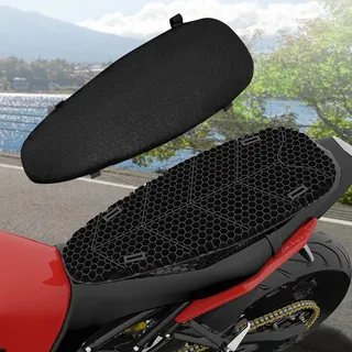 JAOGAUS Motorrad Gel Sitzkissen, Reisesitzkissen aus weichem Gummimaterial, erweiterte Version, Wabenstruktur, Motorrad-Sitzkissenpolster mit Sitzbezug, atmungsaktiv, stoßdämpfend, bequem