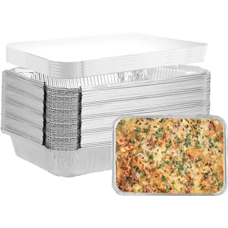 LDHHYH 40 Stück Aluschalen mit Deckel 2200ml Alu Grillschalen mit Deckel,Große Aluschalen Grillschalen Aluminium Einweg Aluschalen für Backen Kochen-30.5x21.5x3cm