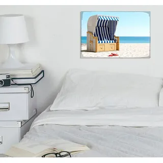 Metallbild QUEENCE "Vacation Mode", beige (farbe bild(er): beige), B:30cm H:20cm, Metall, Stahl, Bilder, Metallbild, Stahlschilder