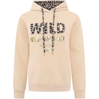 Zwillingsherz Hoodie »"Wild Free"«, mit Paillettenschriftzug und Details in moderner Leo-Optik Zwillingsherz beige S/M