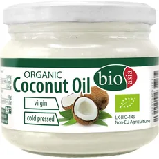 BIOASIA Bio Kokosöl, kaltgepresst, naturbelassen ohne Zusatzstoffe, veganes Fett zum Kochen, Braten und Backen, auch als Naturkosmetik verwendbar, 100 % Bio, 250 ml
