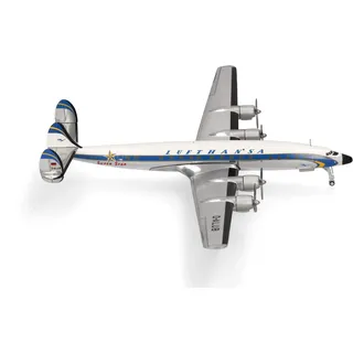 HERPA 573030 Modellflugzeug Lufthansa Lockheed L-1649A Super Star-delivery Color Scheme, Miniatur im Maßstab 1:200, Sammlerstück, Modell ohne Standfuß, Metall, Farbe: Weiß Miniaturmodell