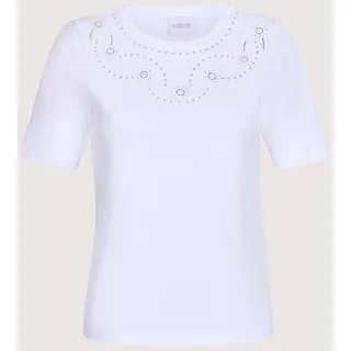 Kurzarmshirt MADELEINE "Shirt Elegantes Kurzarm-Oberteil mit Stickerei", Damen, Gr. 38, weiß, Obermaterial: 100% Baumwolle CO., Modern, Shirts Kurzarmshirt, Lochstickerei