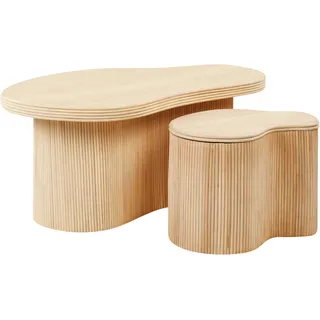 Beliani Couchtisch 2er Set Beige Rattan 80 x 45 cm