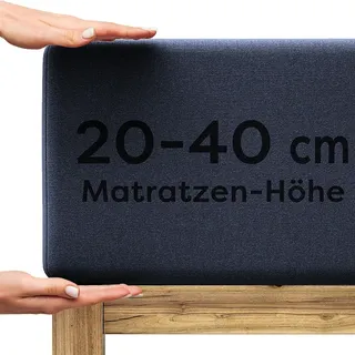 Wolkenfeld Spannbettlaken Baumwolle-Lycra-Jersey 90 x 200 - 180 x 200 cm Blau