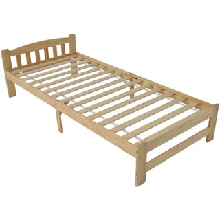 Wishdor Futonbett 90/200 cm in Natur mit Kopfteil und Lattenrost , Braun , Holzwerkstoff , Rechteckig , 90x200 cm , Schlafzimmer, Betten