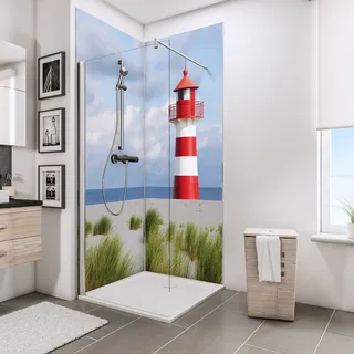 Schulte »ExpressPlus DecoDesign«, Duschrückwand Foto über Eck Leuchtturm 210x90x90c