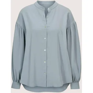 Langarmbluse MADELEINE "Bluse Elegante Bluse mit Rundhals", Damen, Gr. 34, blau (rauchblau), Obermaterial: 100% Polyester PES., Modern, Blusen Langarmbluse