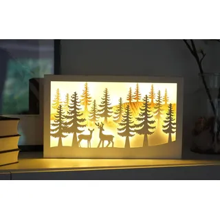 Spetebo LED Weihnachtsszene Winterwald - ca. 40x24 cm