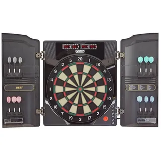 Best Sporting Dartscheibe elektronisch Oxford 2.0 I elektronische Dartscheibe mit LED-Anzeigen I E-Dartscheibe mit 12 Dartpfeilen & Ersatzspitzen I Dartboard Kabinett mit Walnuss-Optik