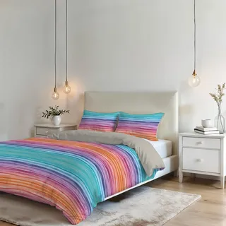 Fantasy Italian Bed Linen Bettbezug, Rainbow, Doppelte, Mikrofaser, Regenbogen