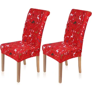 Homaxy Universal Stretch Stuhlhussen 2er 4er 6er Set Stuhlbezug für Stuhl Esszimmer (2er Set, Weihnachten C)
