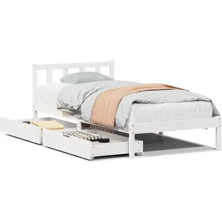 vidaXL Massivholzbett ohne Matratze Weiß 100x200 cm Kiefernholz - Weiß