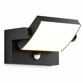 EBION LED Außenlampe mit Bewegungsmelder,3000K-6500K Wandleuchte mit 360° | IP65 Aussenlampe Wand,Wandlampe Innen/Außen aus Aluminium,Modern Außenwandleuchte für Eingang,Terrasse,Garten,Schwarz