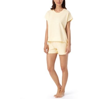 Schiesser Damen Schlafanzug kurz, 1/2 Arm Pyjamaset, Blickdicht, gelb, 48