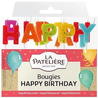 La PATELIÈRE Geburtstagskerzen mit Buchstaben "Happy Birthday" – Original-Kerzen für Geburtstagsparty, Dekoration für Kuchen Erwachsene, Kinder, Jungen und Mädchen