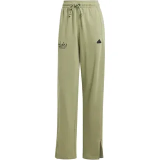 Adidas Damen Signature Graphic Embroidery French Terry Straight Leg Pant, Tent Green, L