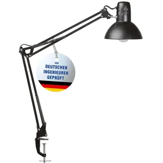 Maul LED Schreibtischlampe MAULstudy | verstellbare Klemmleuchte mit Gelenkarm für Büro, Arbeitszimmer und Schreibtisch | elegante Bürolampe aus Metall | inklusive LED-Leuchtmittel | Schwarz