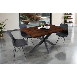 Esstisch Baumkante Holz-Optik Nussbaum 140 x 80 Spider-Gestell schwarz JOSY - Braun