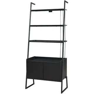 [en.casa] Leiterregal Storfjord Bücherregal 184 x 80 x 40 cm Schwarz