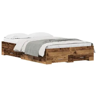 vidaXL Bettrahmen mit Schubladen Altholz 120 x 200 cm Holzwerkstoff - Braun